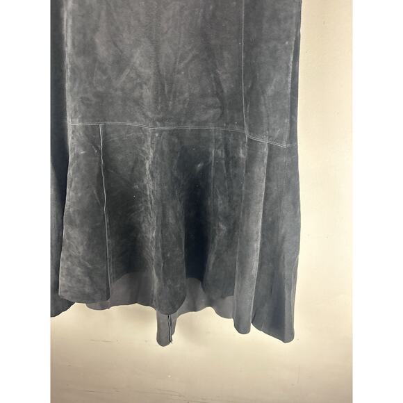 Cabi Sz 8 Black Suede Patchwork Midi Skirt Whimsical Witchy Western Handkerchief - Picture 13 of 16